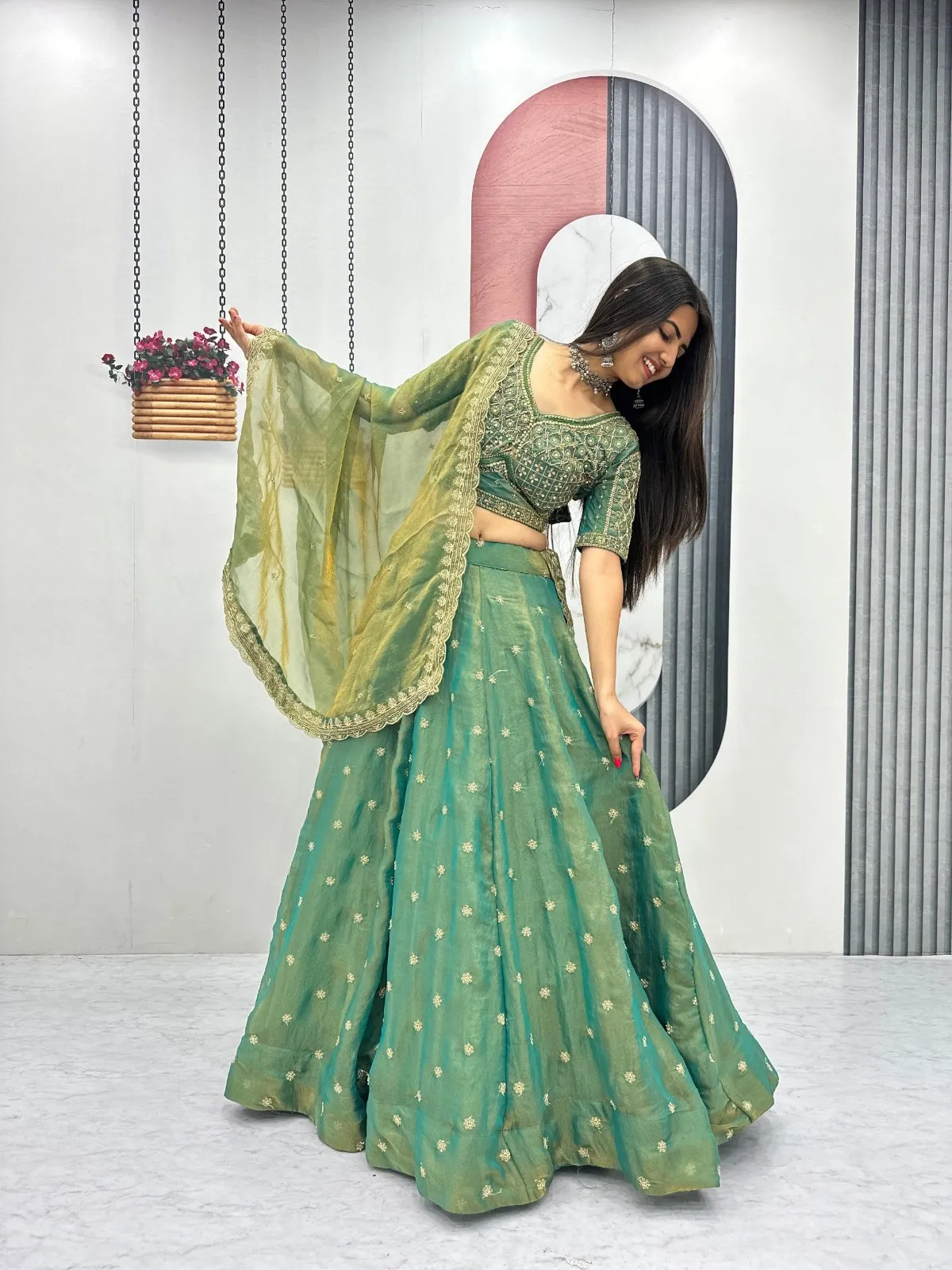 Pista Green Beats Work Readymade Lehenga Choli for Wedding