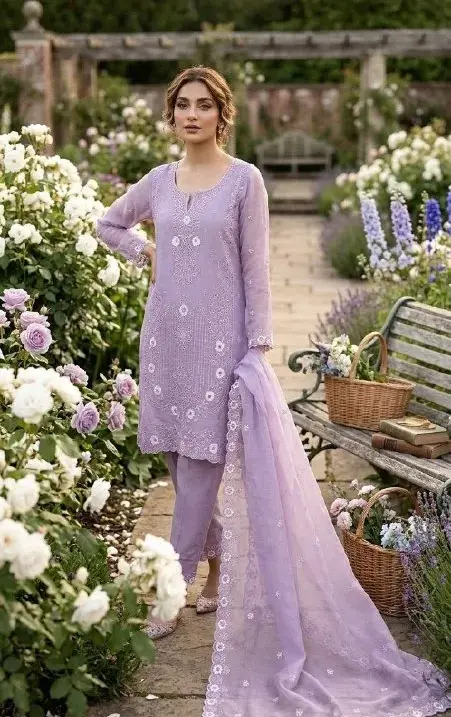 Purple Cutwork Pakistani Dress for Wedding