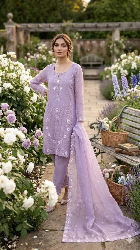 Purple Cutwork Pakistani Dress for Wedding