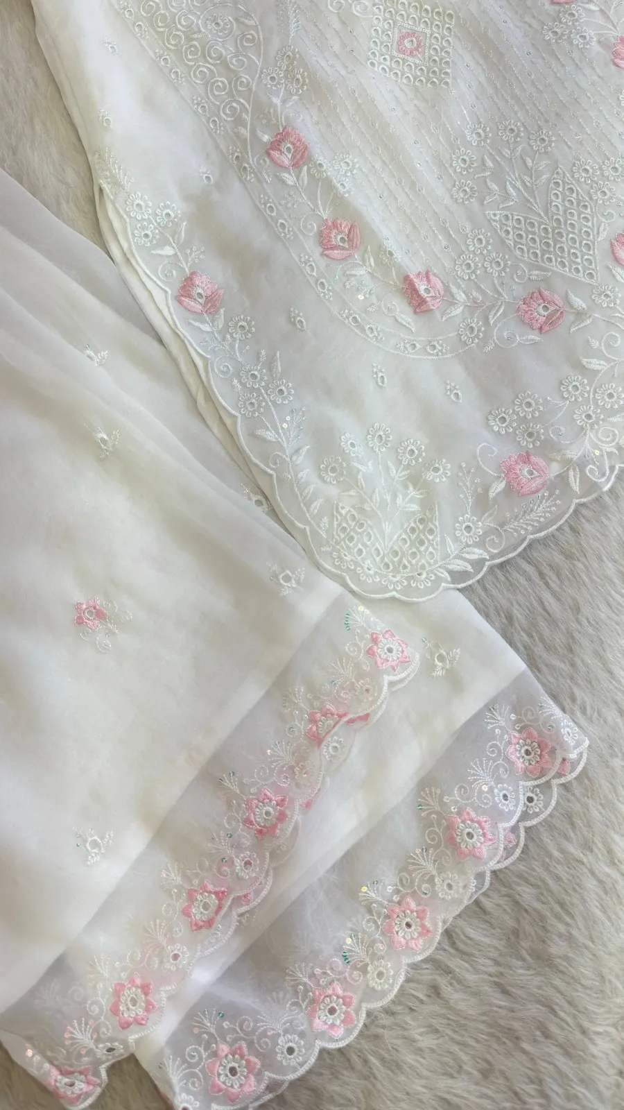 White Cutwork Pakistani Dress for Wedding