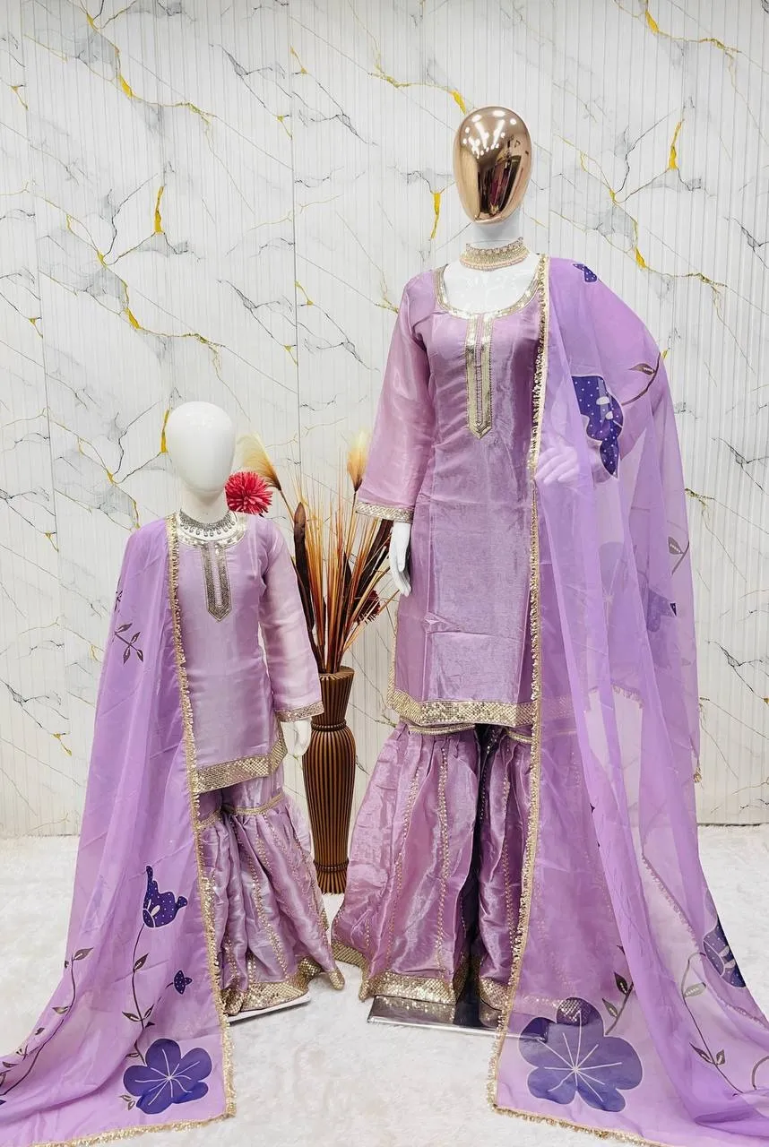 Purple Mother Daughter Combo Salwar Suit
