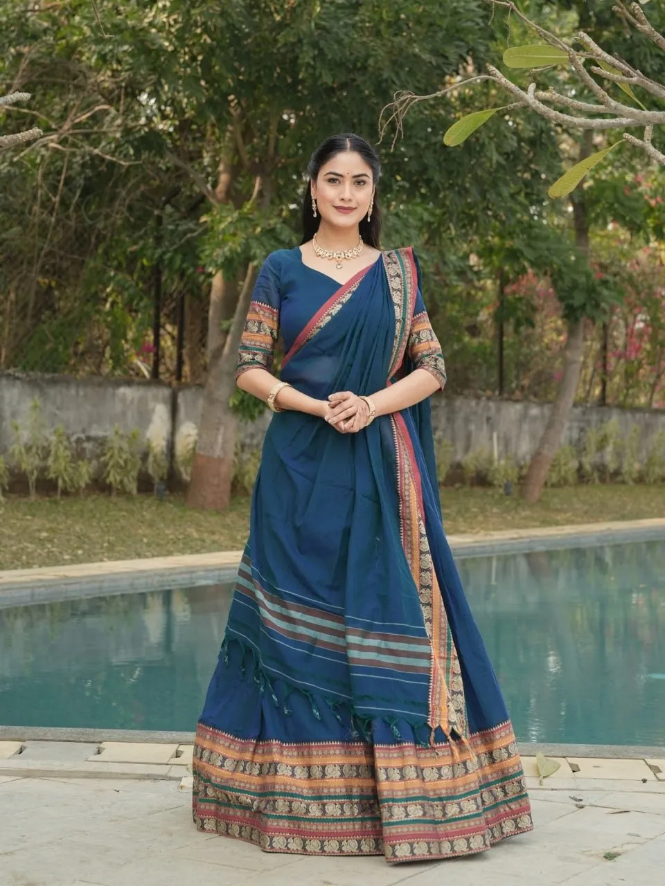 Rama Color Wedding Special Lehenga Choli Under 2500