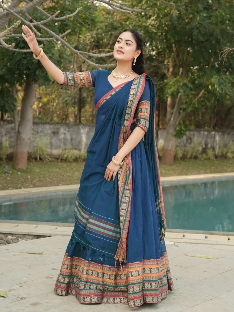 Rama Color Wedding Special Lehenga Choli Under 2500