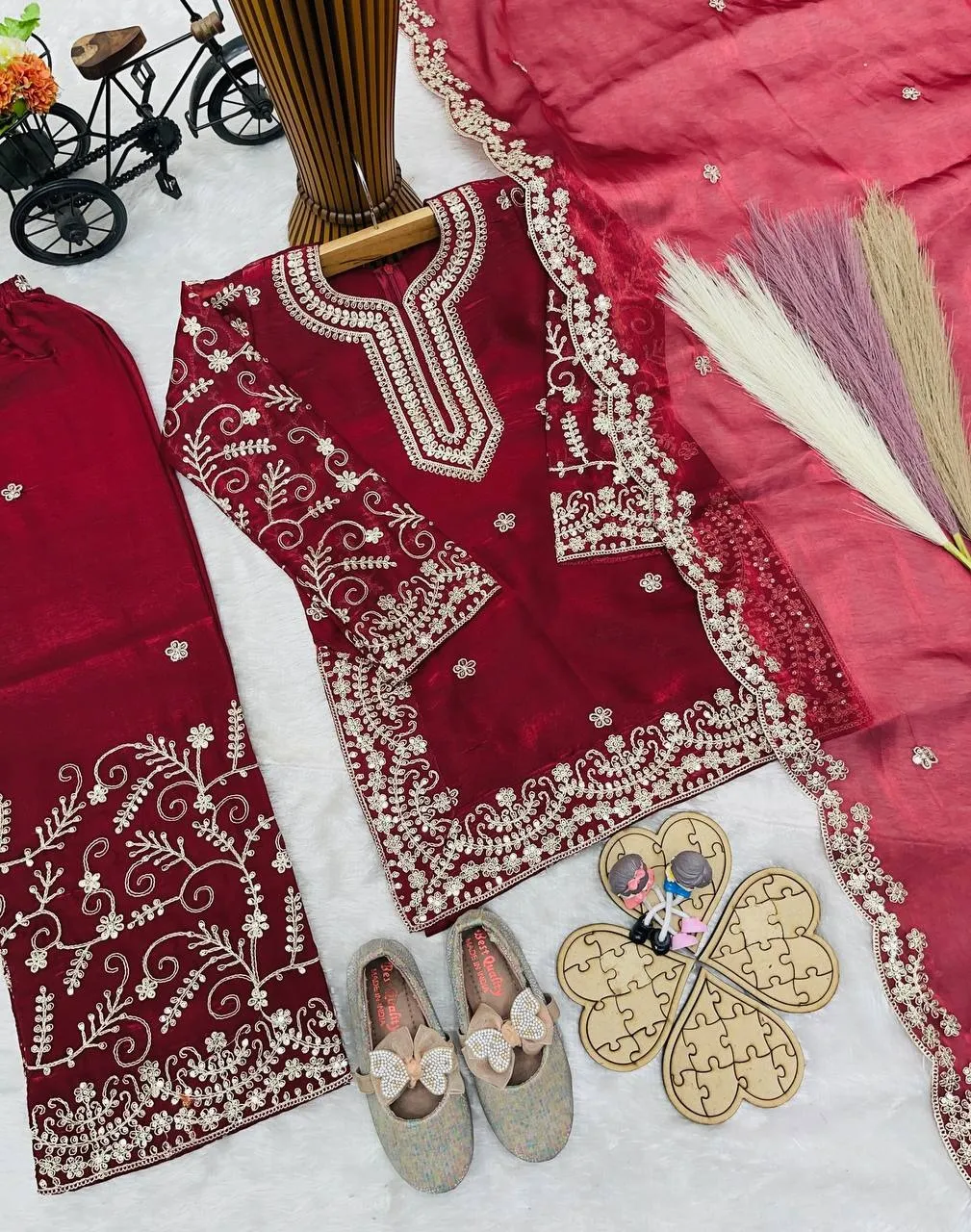 Red Small Kids Readymade Dress