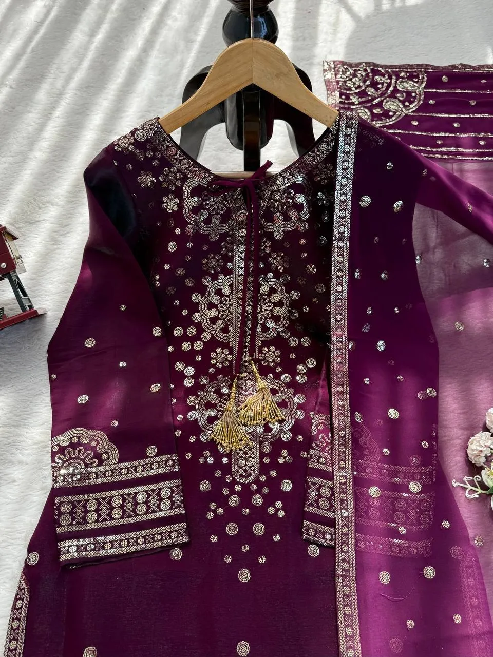 Wine Color Readymade Pant Suit