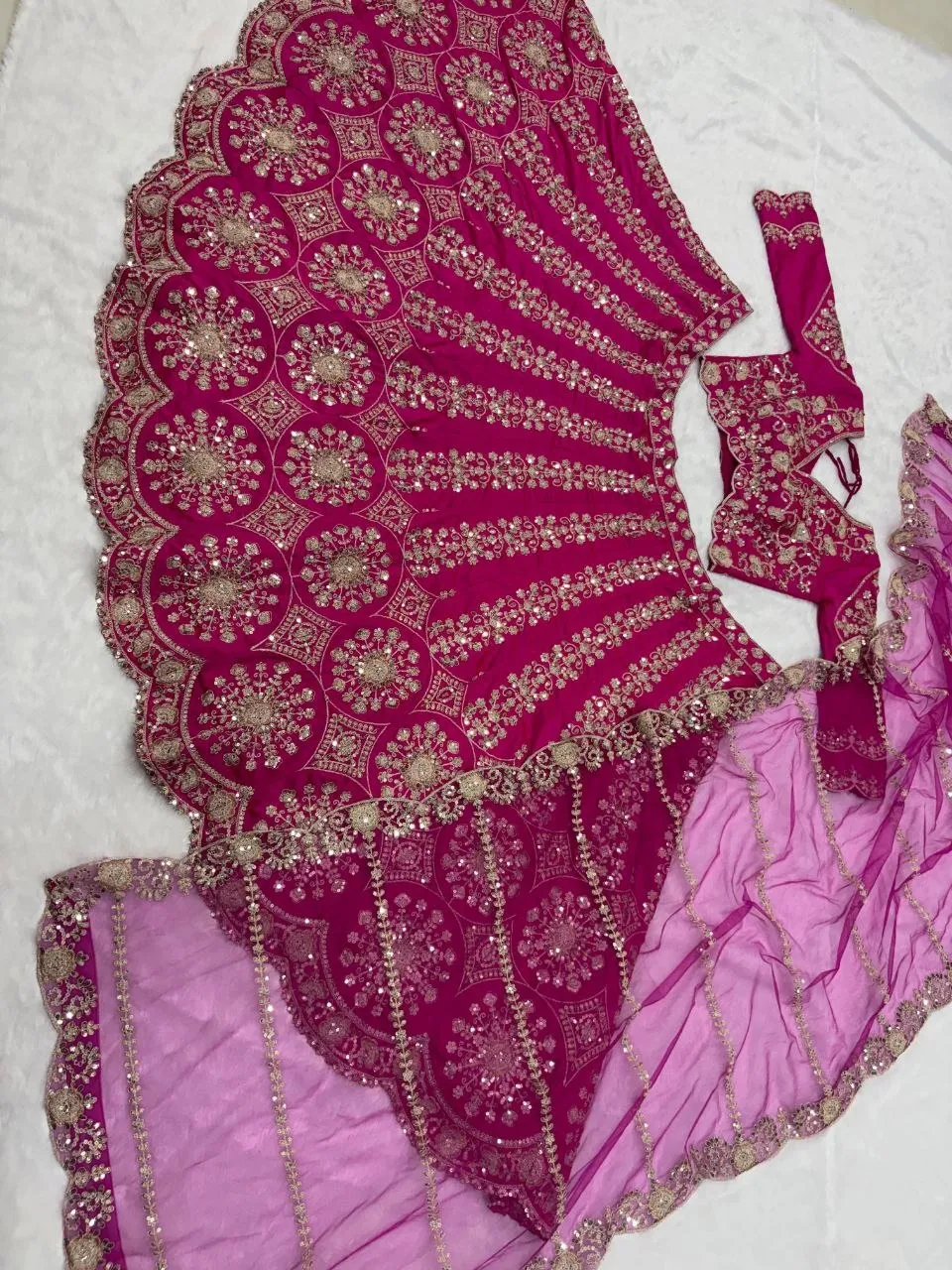 Rani Color Wedding Lehenga Choli
