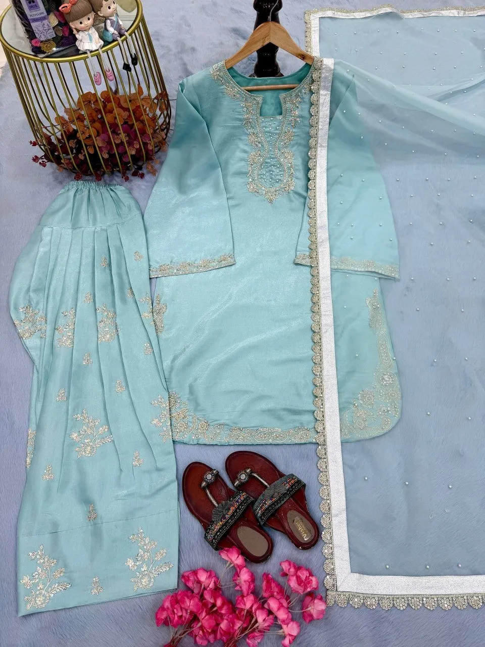 Sky Blue Pakistani Farsi Salwar Suit