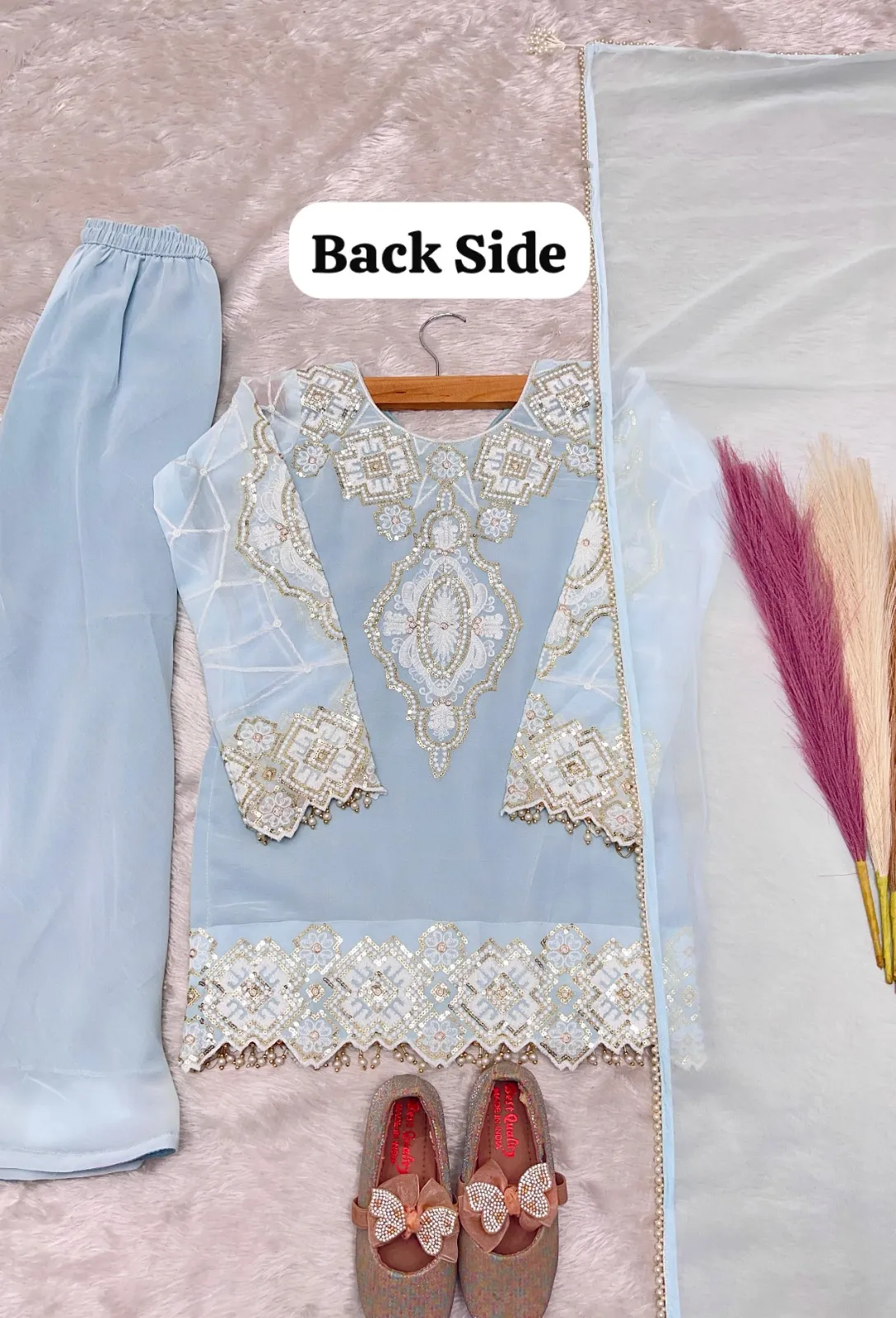 Small Girl Kids Blue Plazzo Salwar Suit