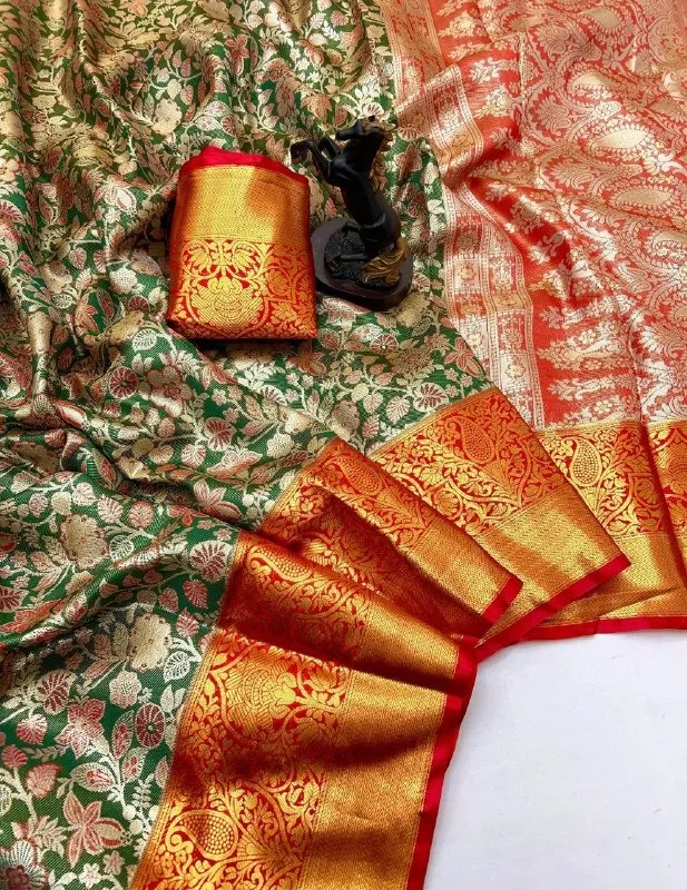 Premium Kanjivaram Silk Floral Zari Saree