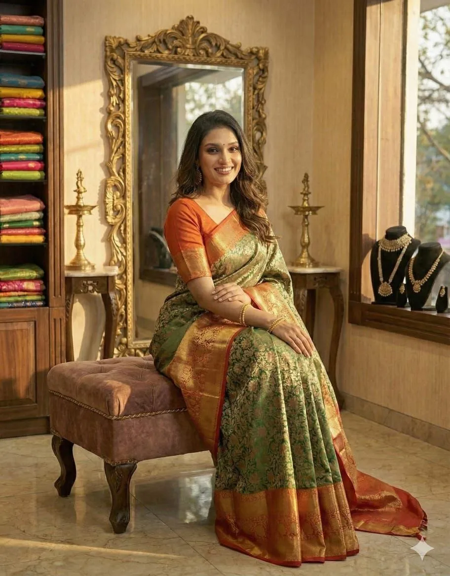Premium Kanjivaram Silk Floral Zari Saree