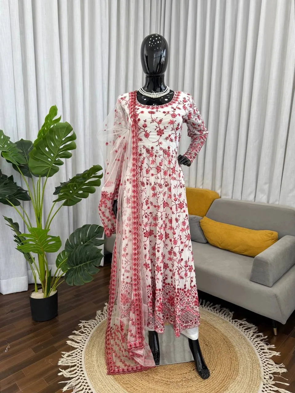 Hania Amir Inspired Red Anarkali Gown Dress