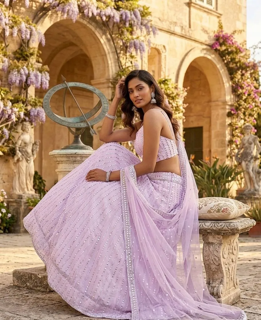 Baby Pink Georgette Wedding Lehenga