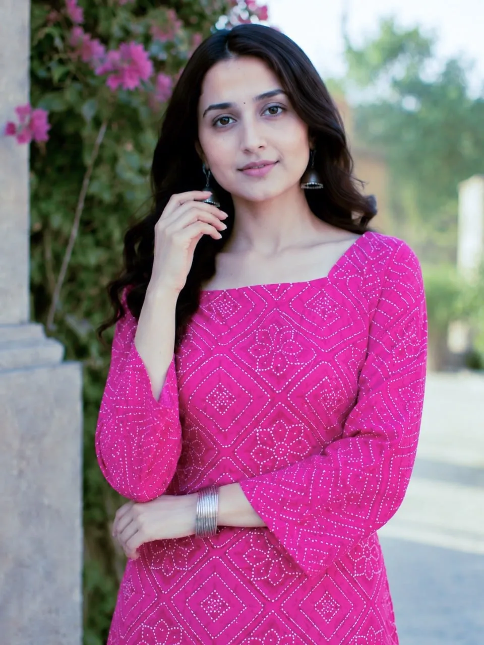 Bandhej Printed kurti with Bottom