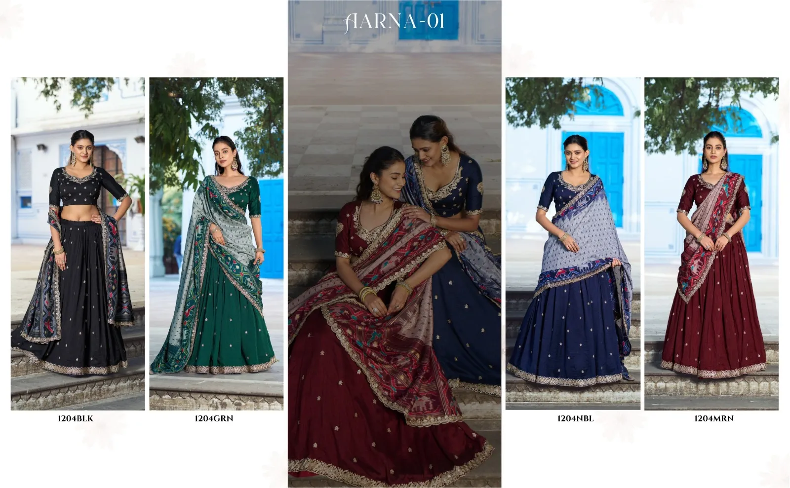 Black Designer Lehenga Choli with Ikkat Printed Dupatta