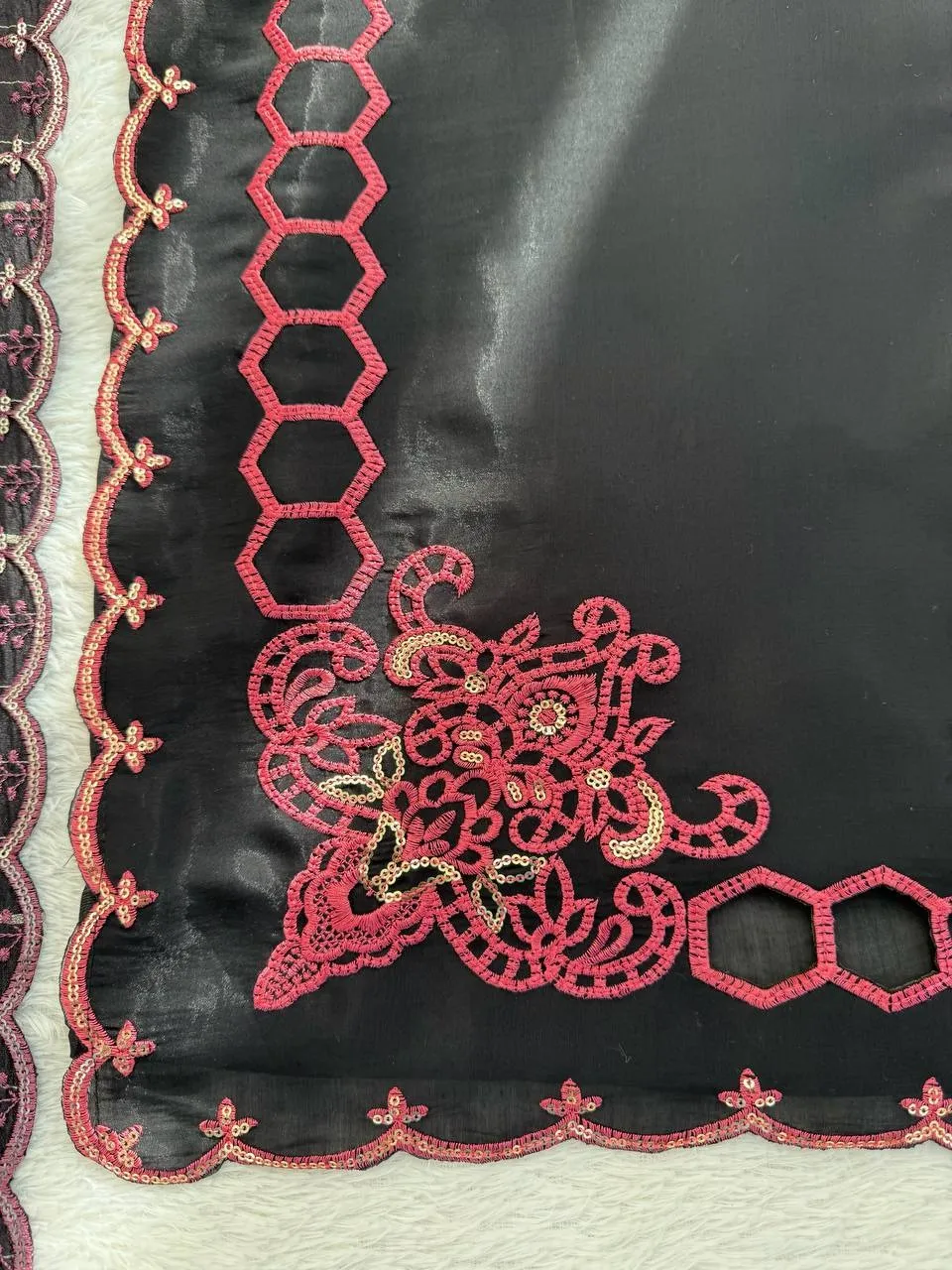 Black Designer Pakistani Cut Work Salwar Suit