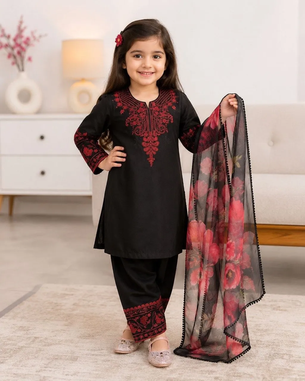 Black Kids Readymade Salwar Suit