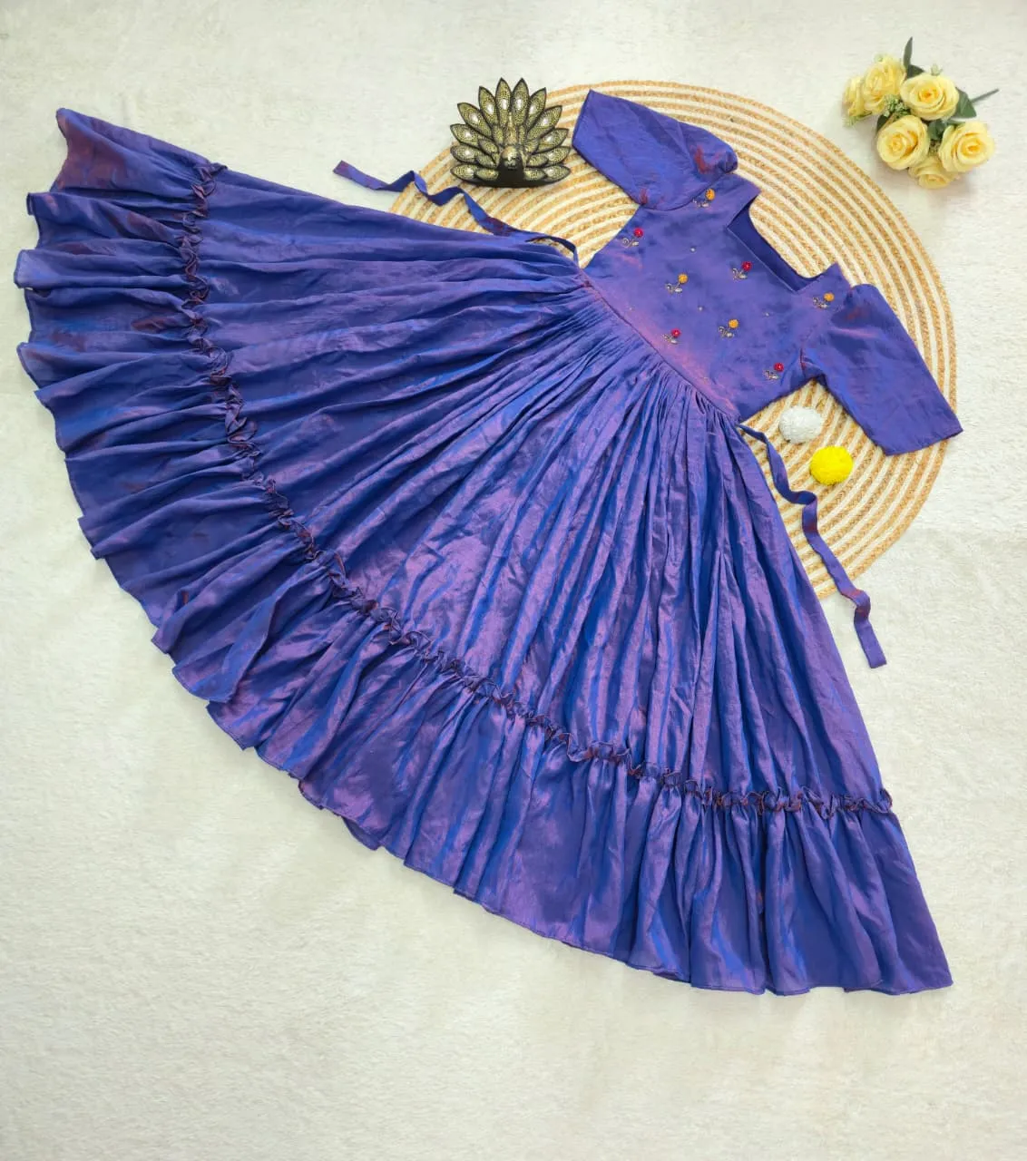 Blue Handwork Frocks for Office Wear