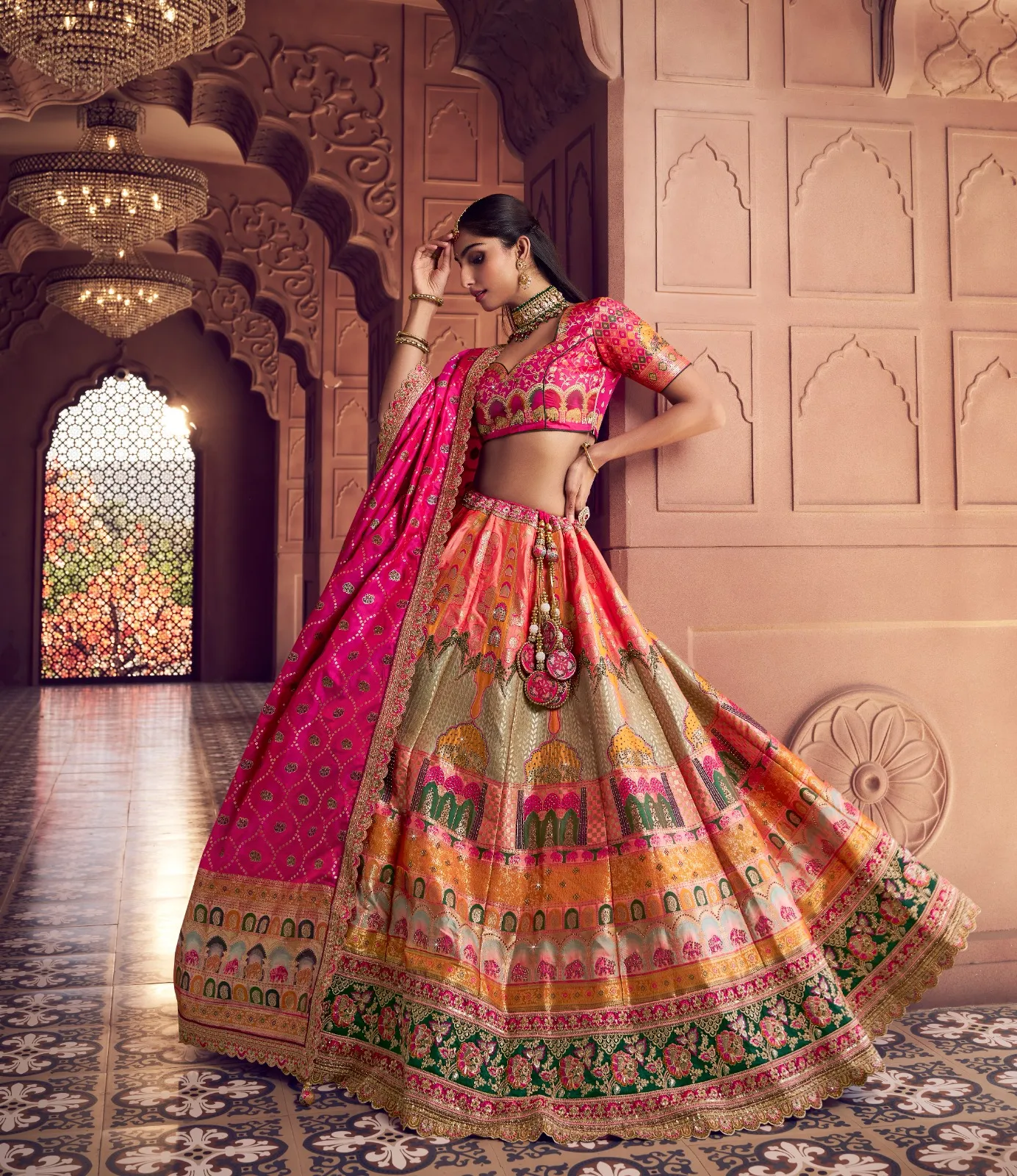 Bridal Silk Wedding Lehenga Design for Girls