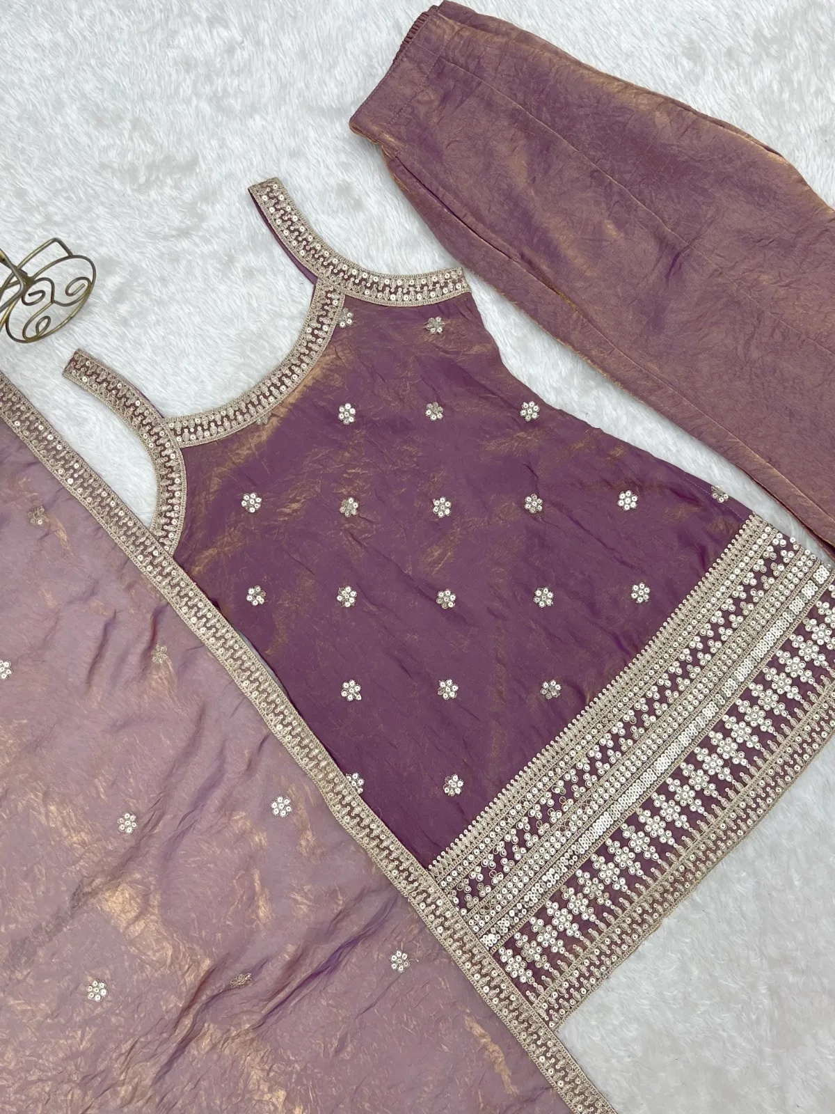 Dusty Pink Sleeveless Kurta with Bell Bottom for Girls