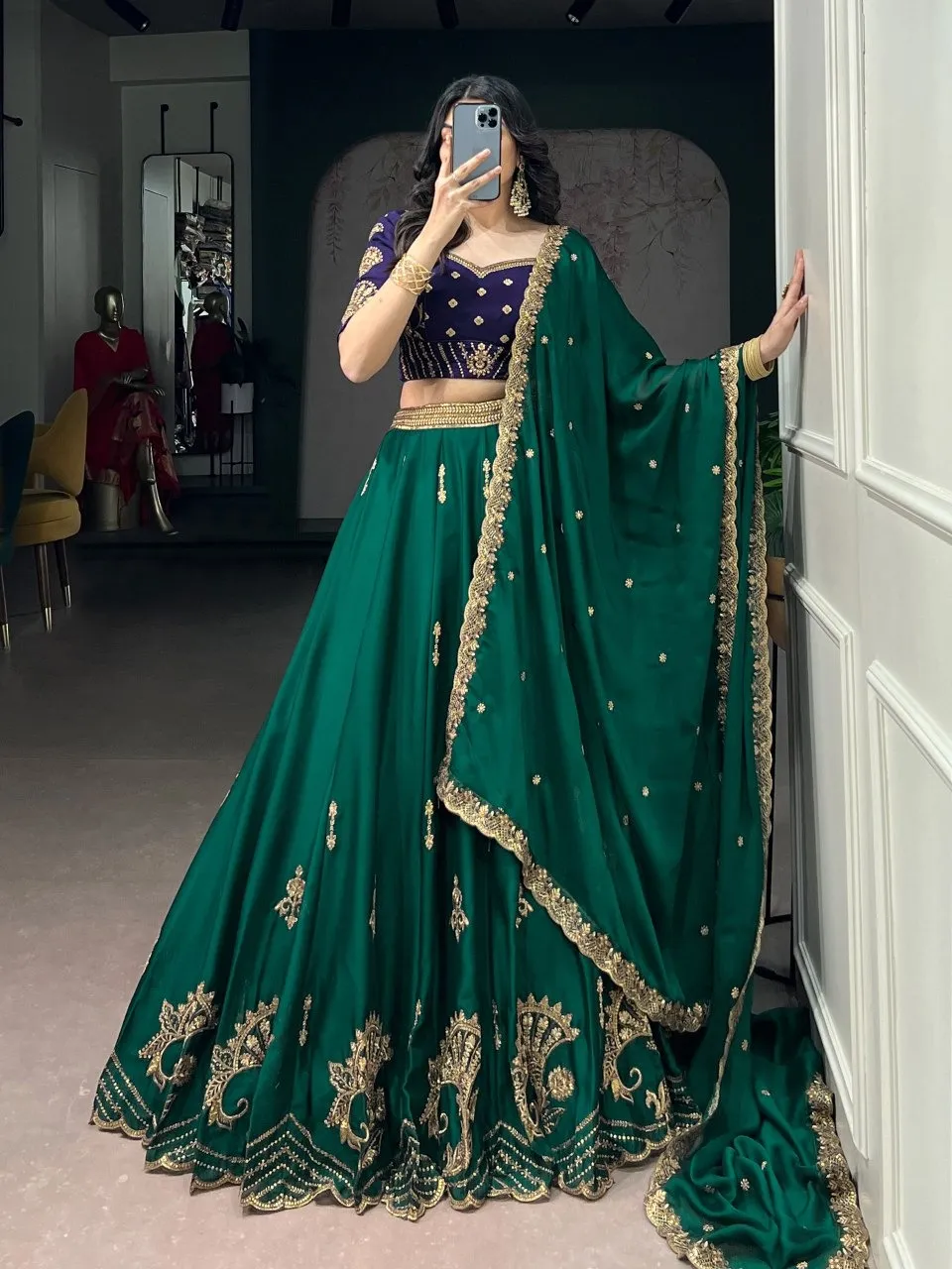 Embellished Green Traditional Lehenga Choli