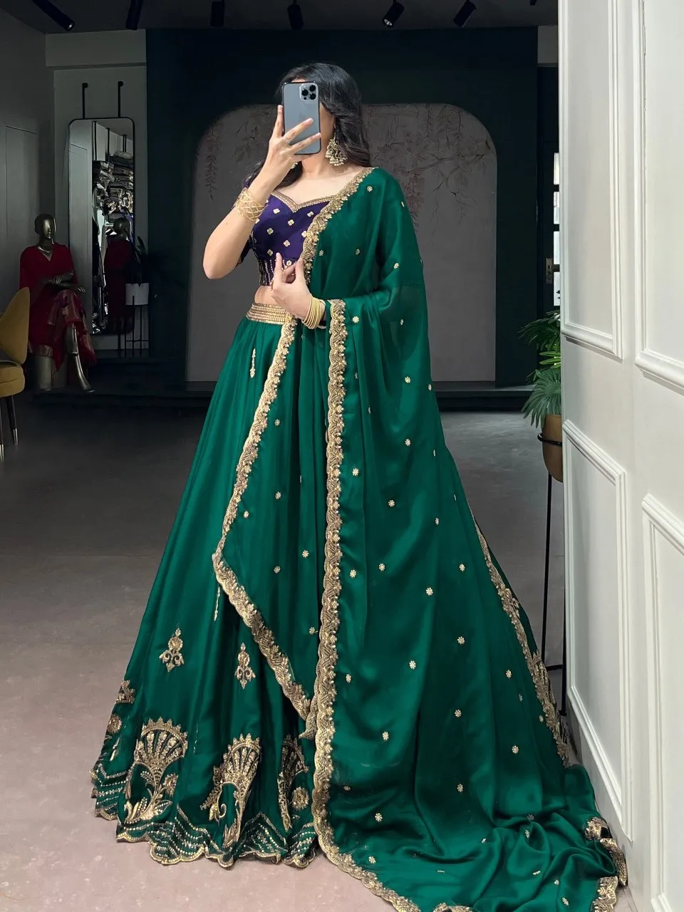 Embellished Green Traditional Lehenga Choli