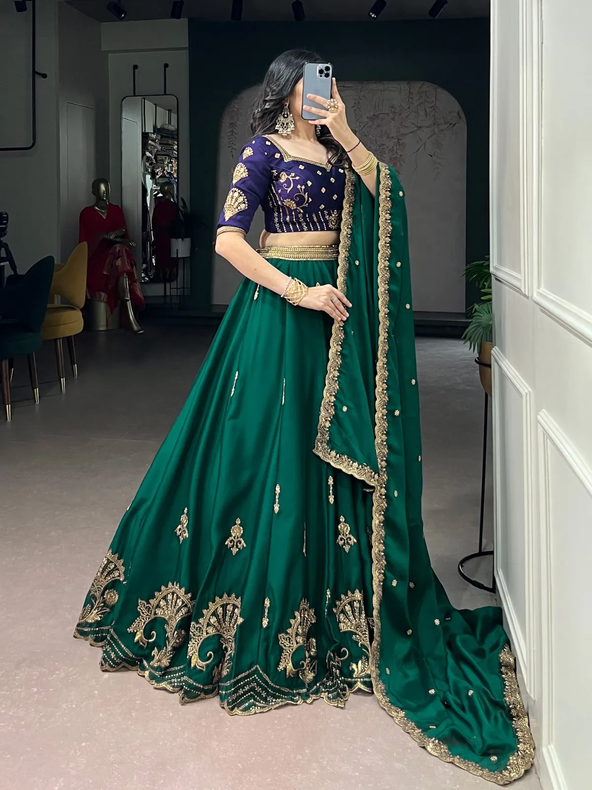 Embellished Green Traditional Lehenga Choli
