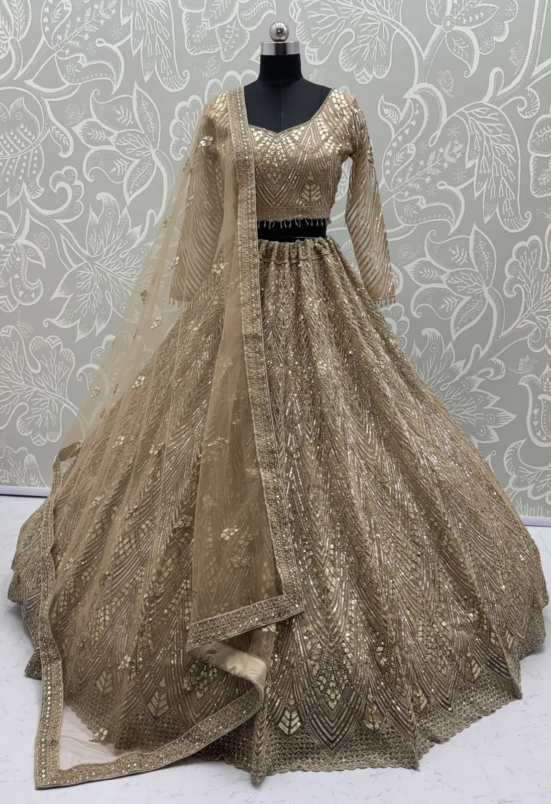 Golden Color Bridal net Bridesmaid Lehenga Blouse