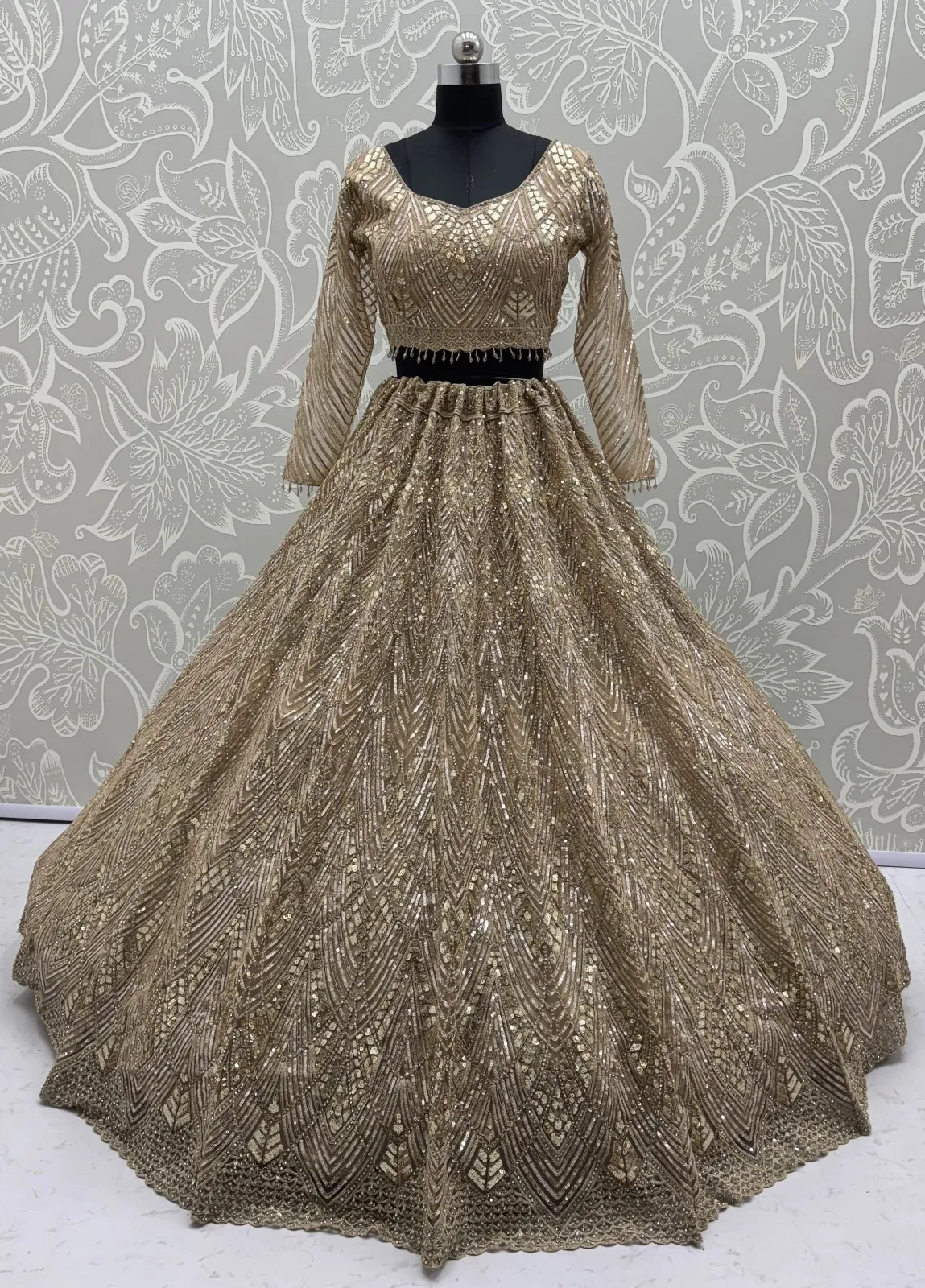 Golden Color Bridal net Bridesmaid Lehenga Blouse