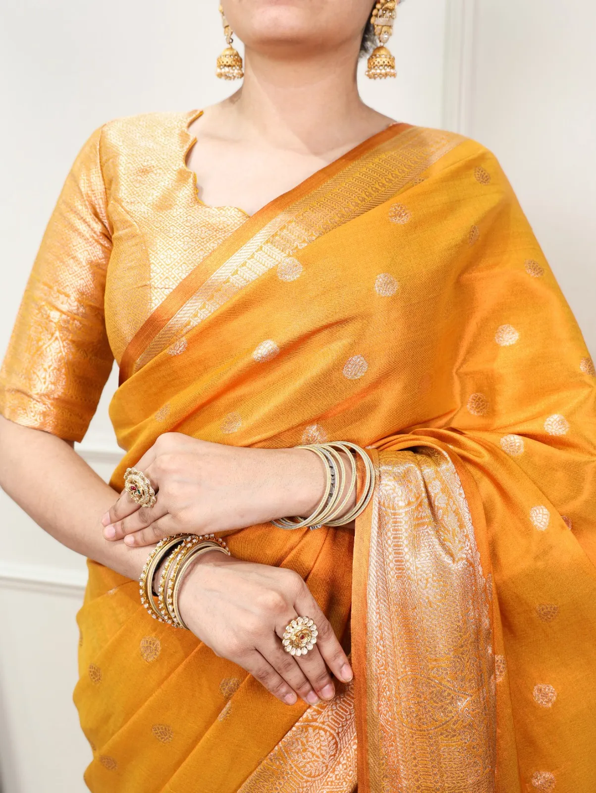 Golden Dual Tone Kasavu Silk Festive Saree