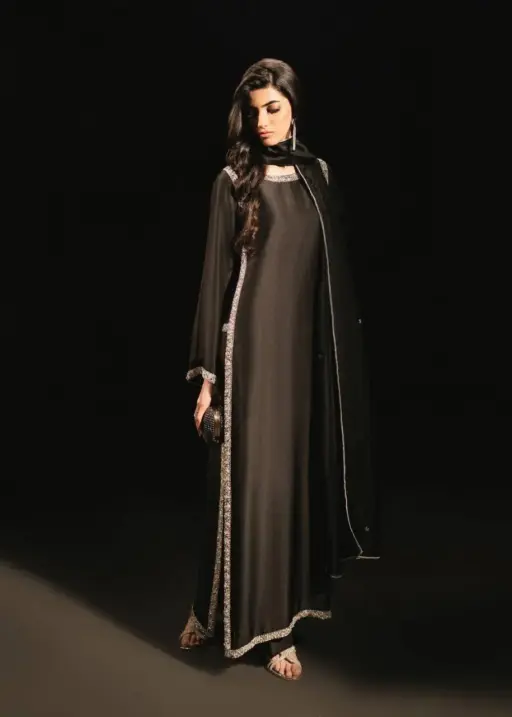 Hania Ameer Inspired Black Color Readymade Suit