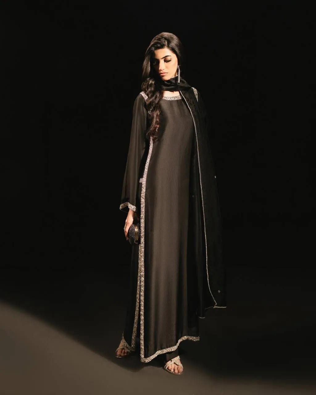 Hania Ameer Inspired Black Color Readymade Suit