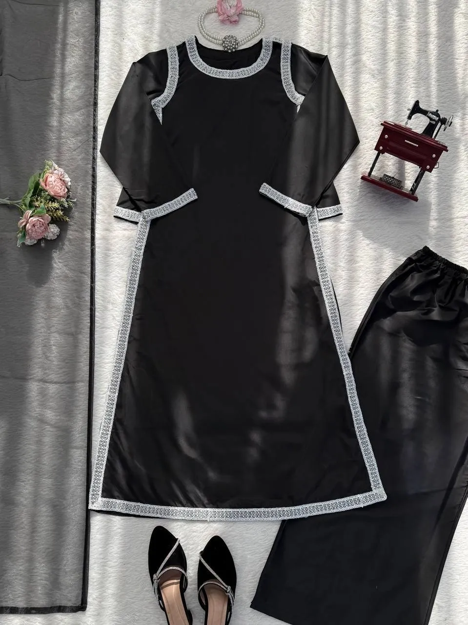 Hania Ameer Inspired Black Color Readymade Suit