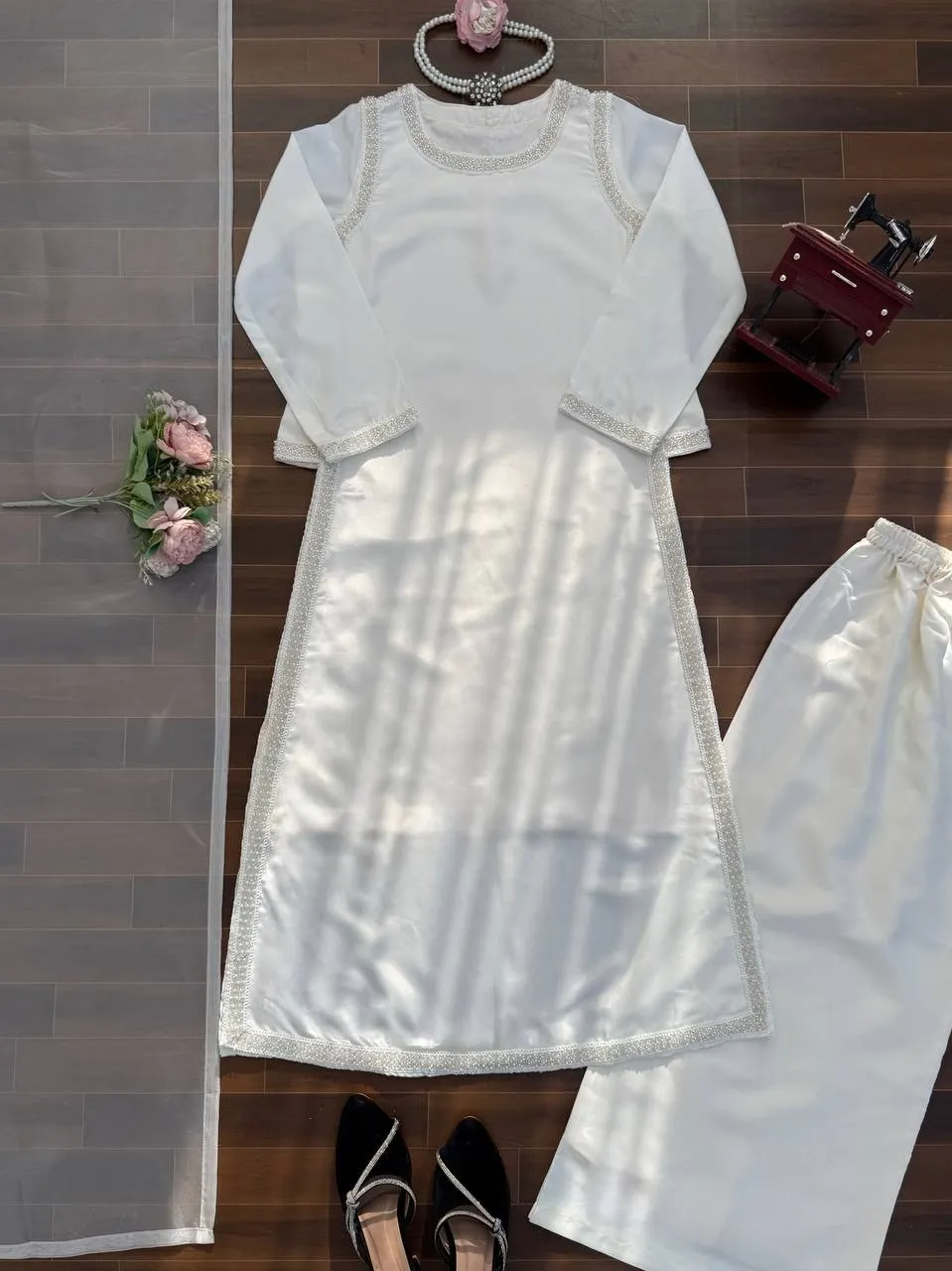 Hania Ameer Inspired White Color Readymade Suit