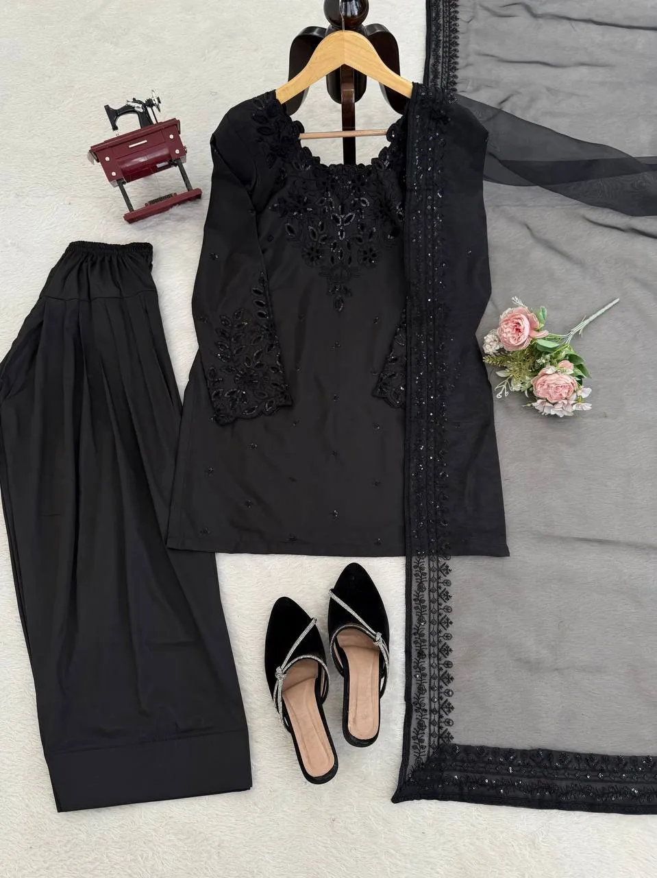 Hania Amir Inspired Black Farsi Salwar Suit