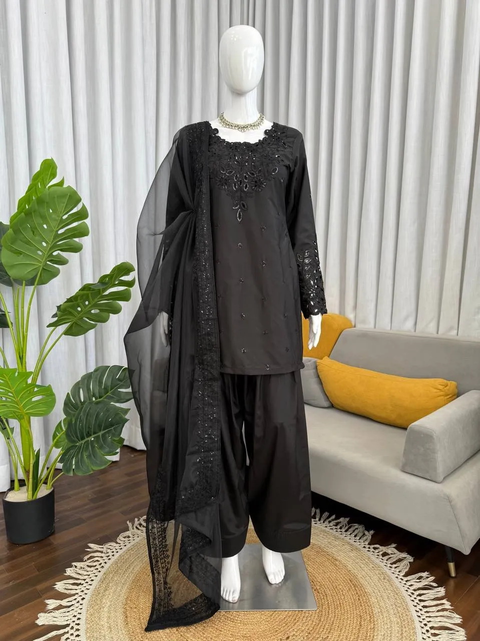 Hania Amir Inspired Black Farsi Salwar Suit