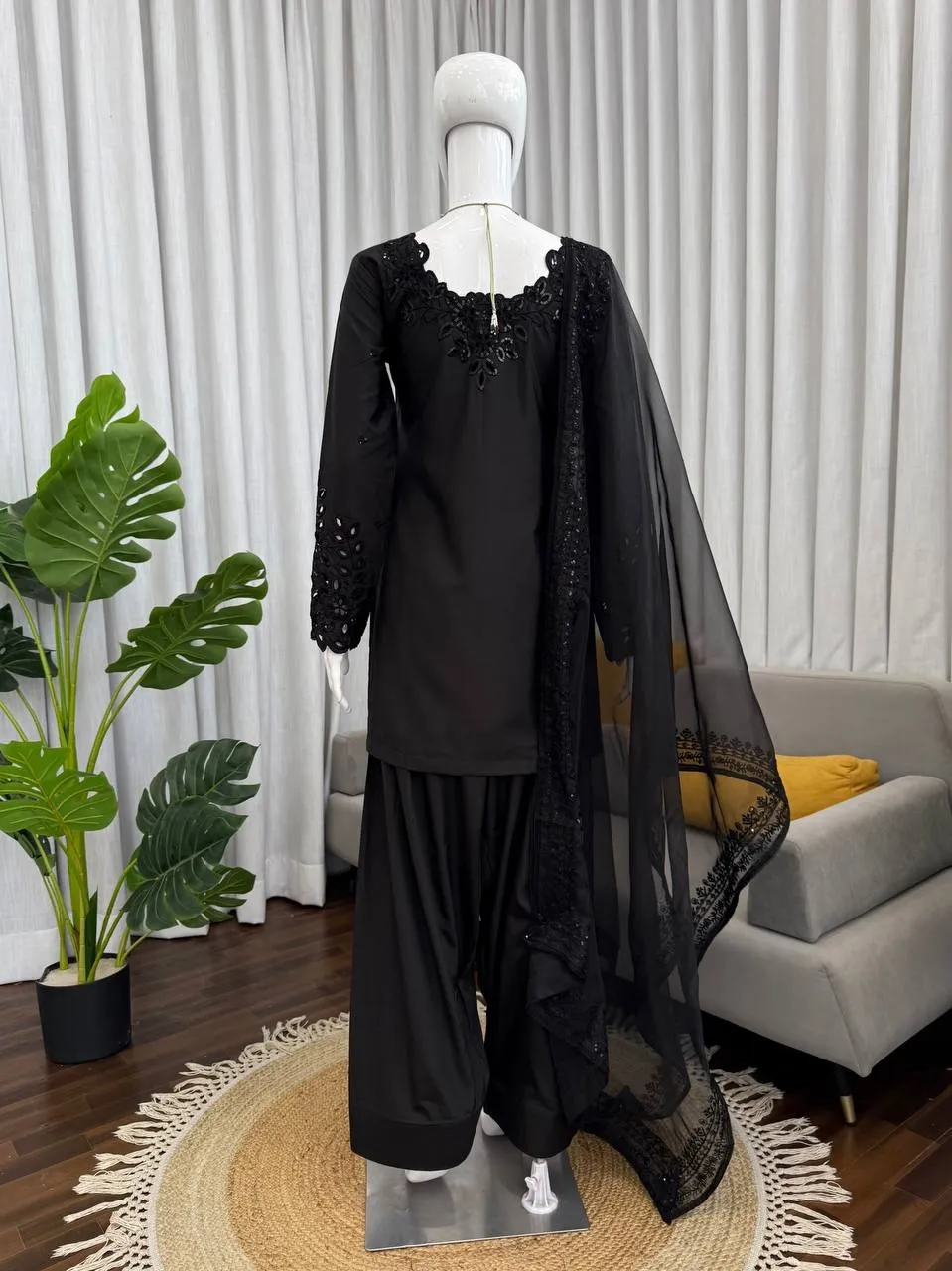 Hania Amir Inspired Black Farsi Salwar Suit