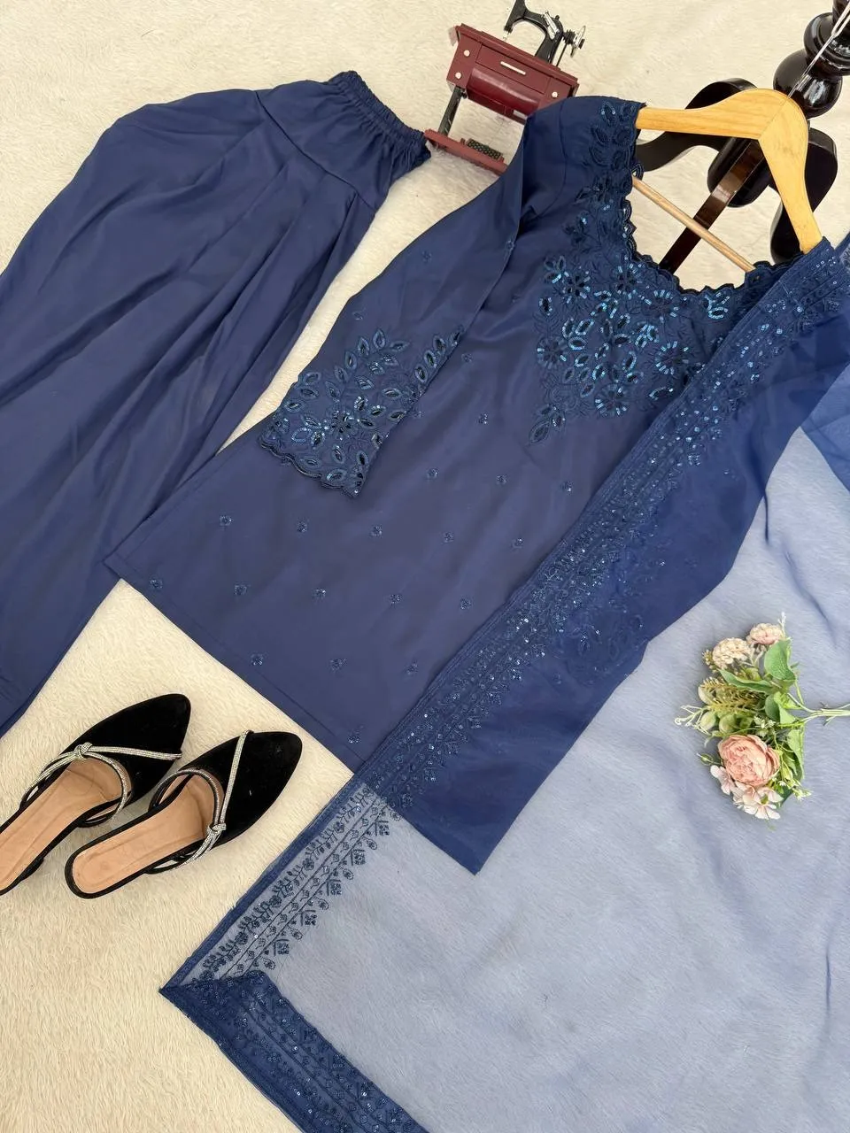 Hania Amir Inspired Blue Farsi Salwar Suit