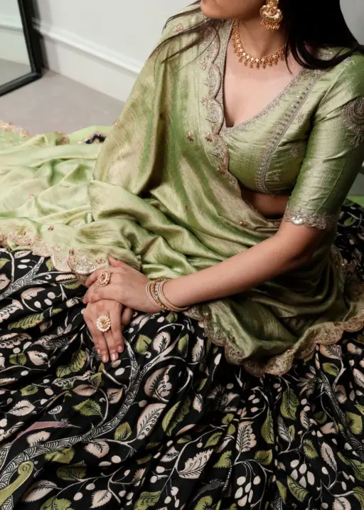 Kalamkari Printed Black Lehenga Choli Set