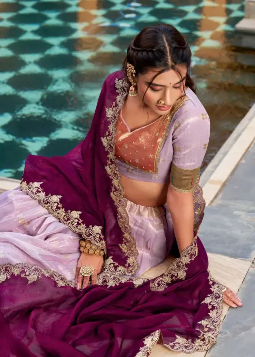 Light Purple Paithani Silk Wedding Lehenga Season