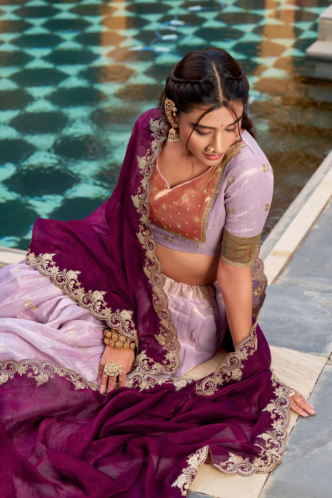 Light Purple Paithani Silk Wedding Lehenga Season