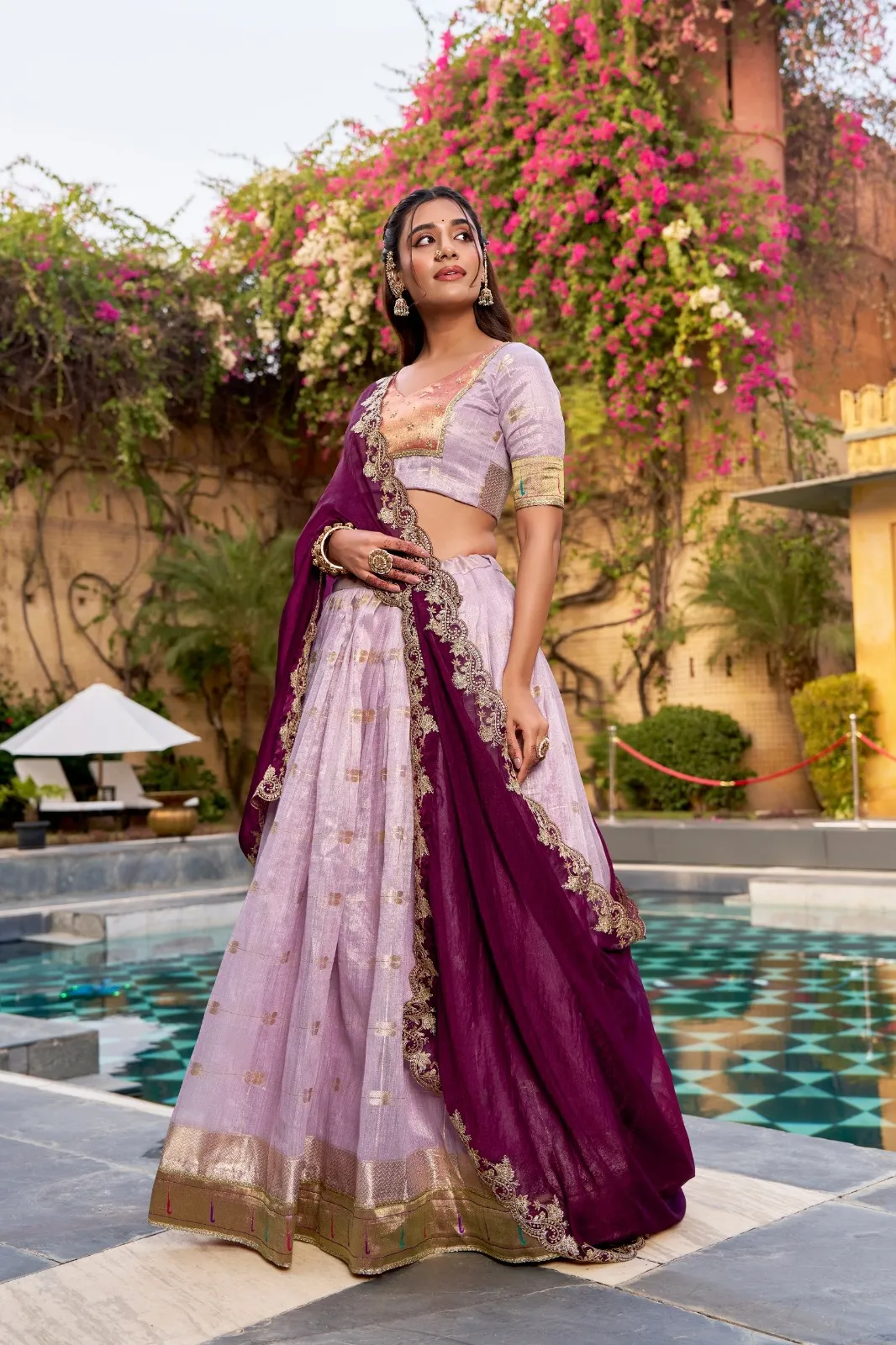 Light Purple Paithani Silk Wedding Lehenga Season