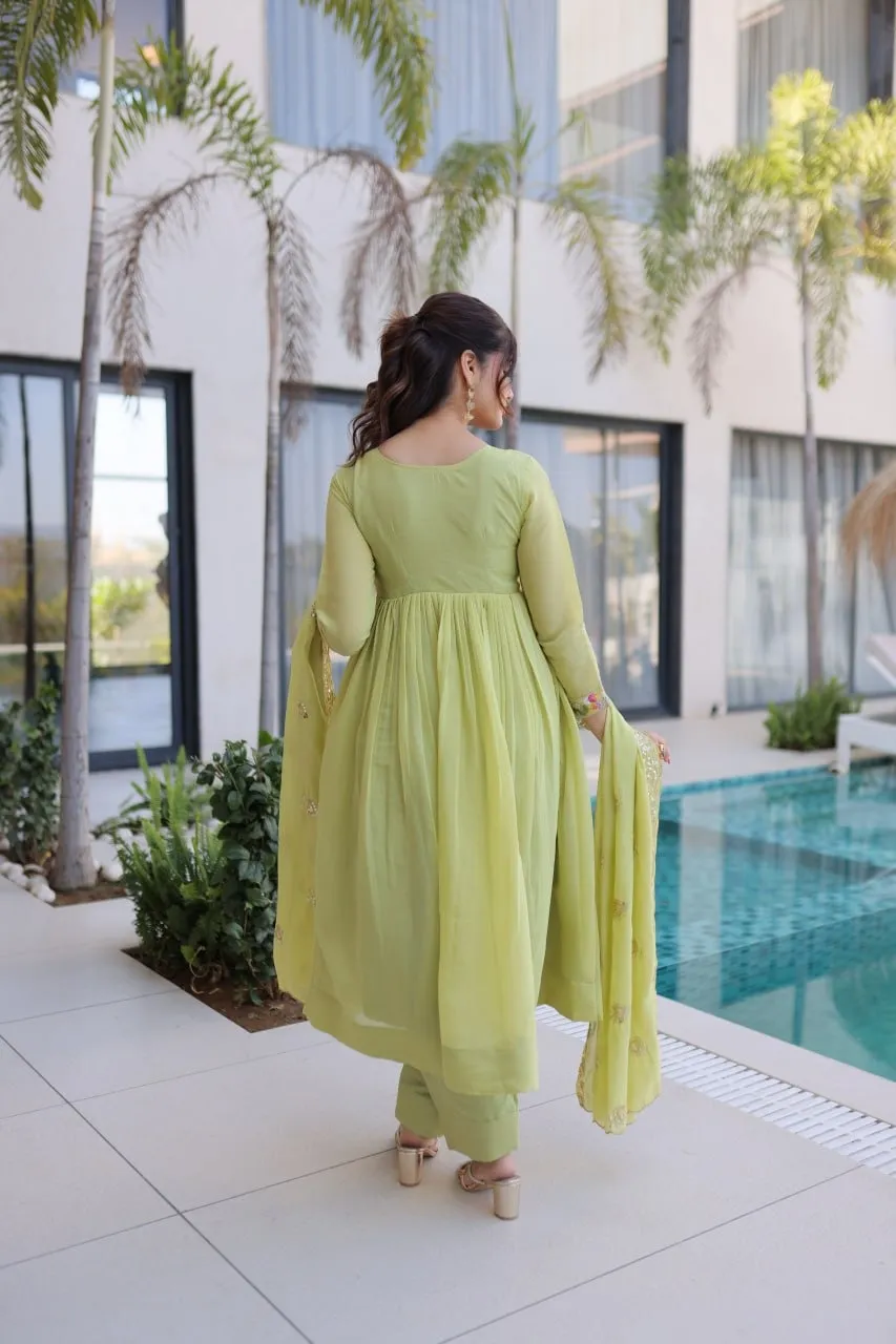 Lime Green Anarkali Dress for Party