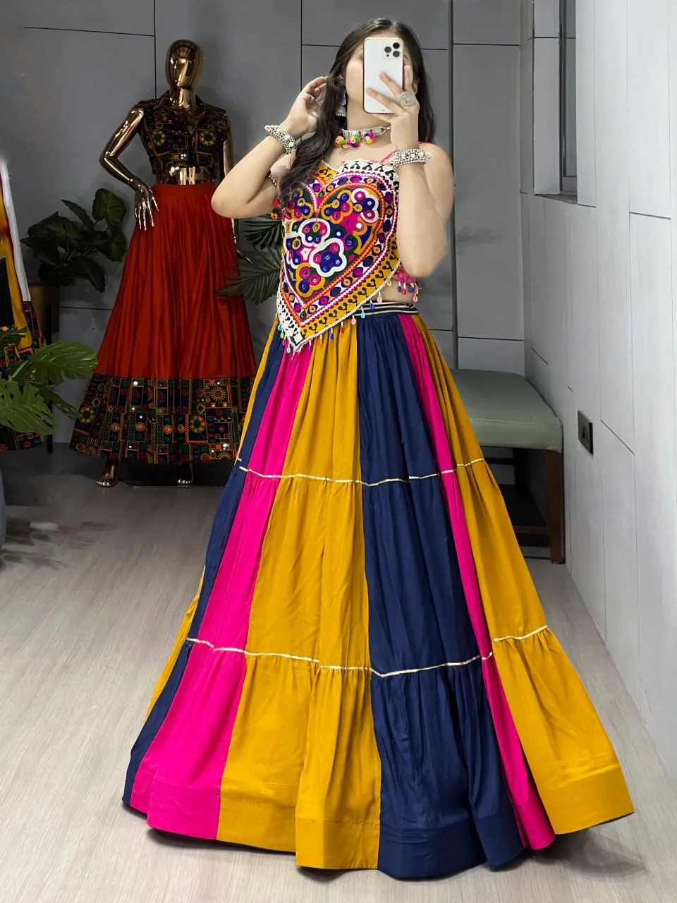 Multi Color Chaniya with Fancy Navratri Blouse