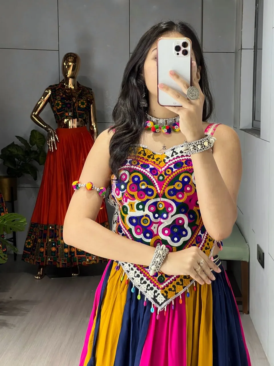 Multi Color Chaniya with Fancy Navratri Blouse