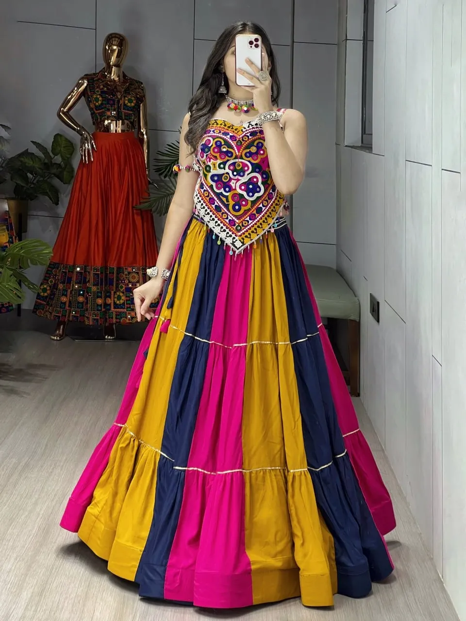 Multi Color Chaniya with Fancy Navratri Blouse