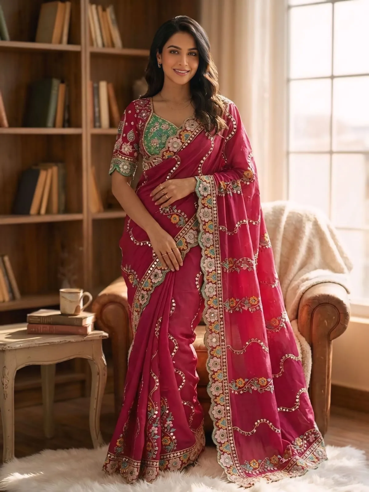 Multi Color Wedding Saree for Women