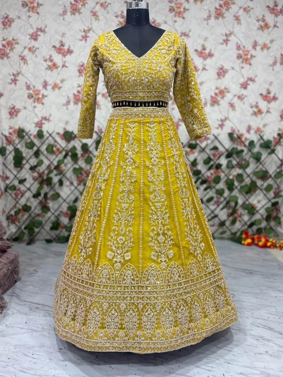 Mustad Yellow Haldi Function Lehenga Blouse