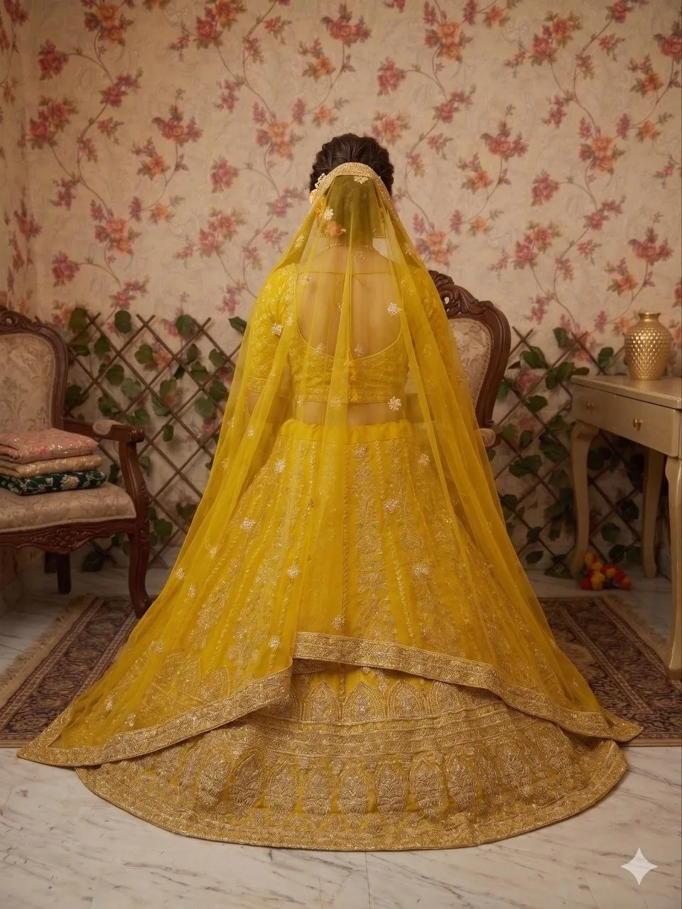Mustad Yellow Haldi Function Lehenga Blouse