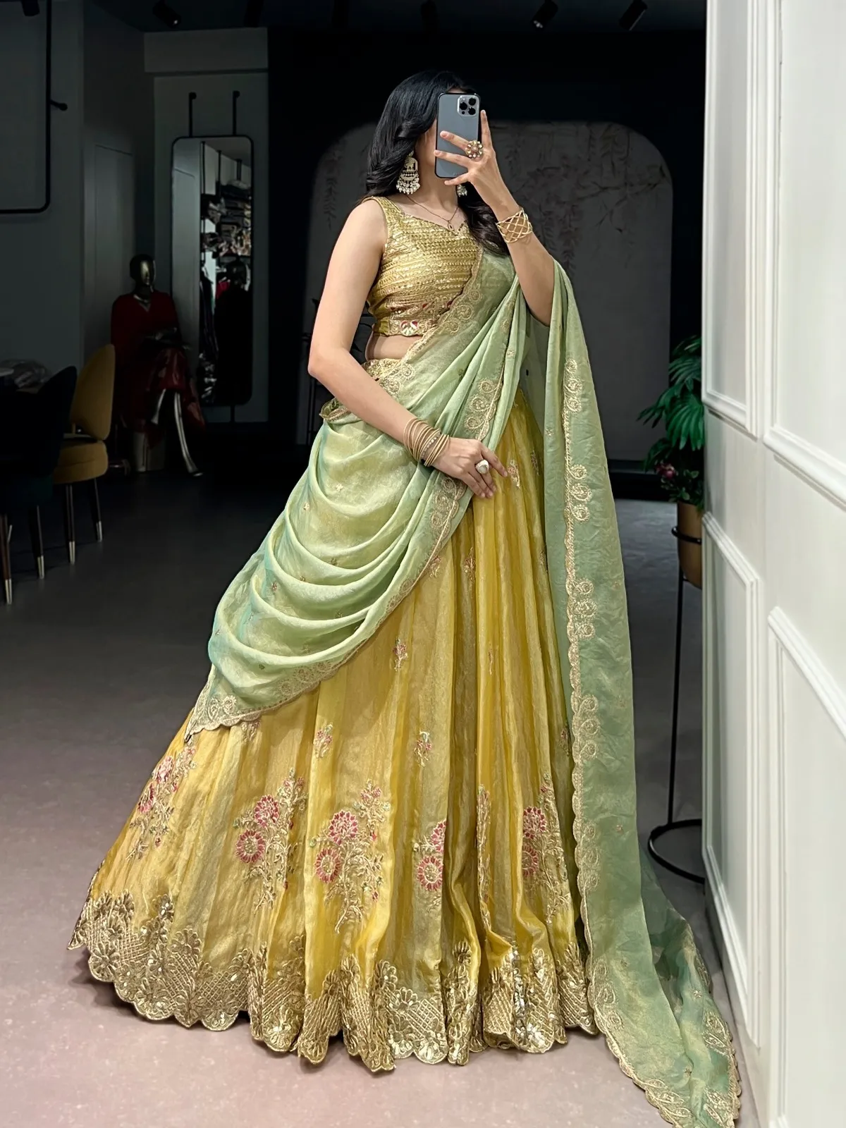Mustard Yellow Haldi Lehenga Outfit