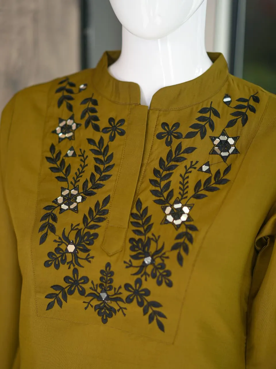 Mustard Yellow Premium Silk Embroidery Co ord Sets